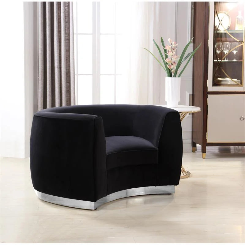 3-Piece Set with Accent Chair Chaise & Loveseat in Black and Chrome K16668