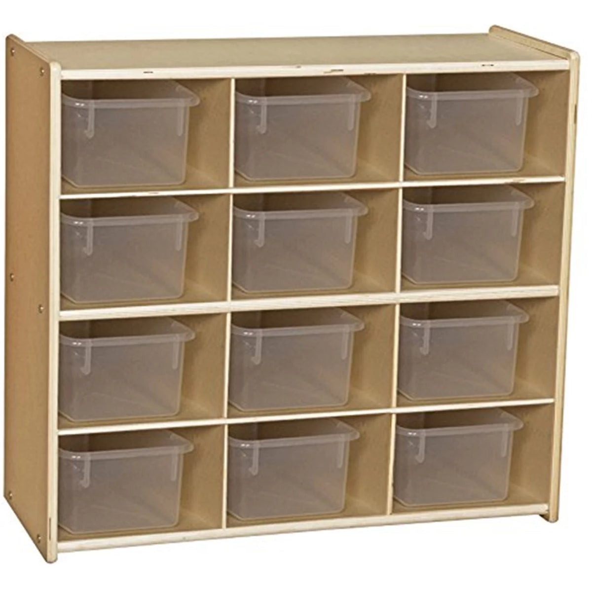 Baltic Birch 12-Cubby Storage Unit with Clear Tubs N64906