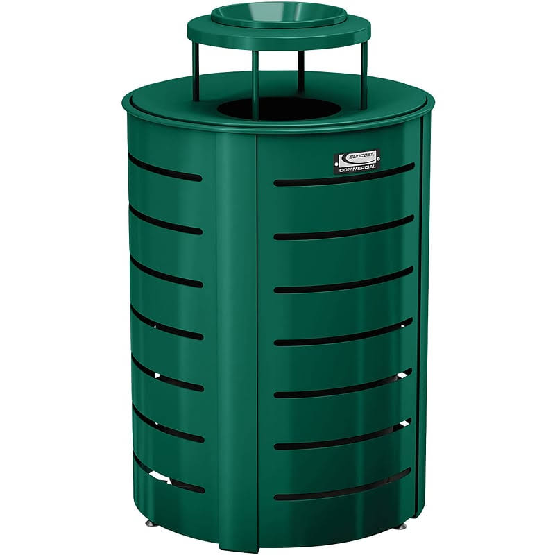 Green Metal Trash Can with Metal Lid J68900