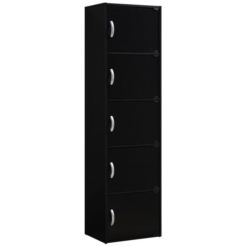 5 Shelf 5 Door Bookcase in Black I3078