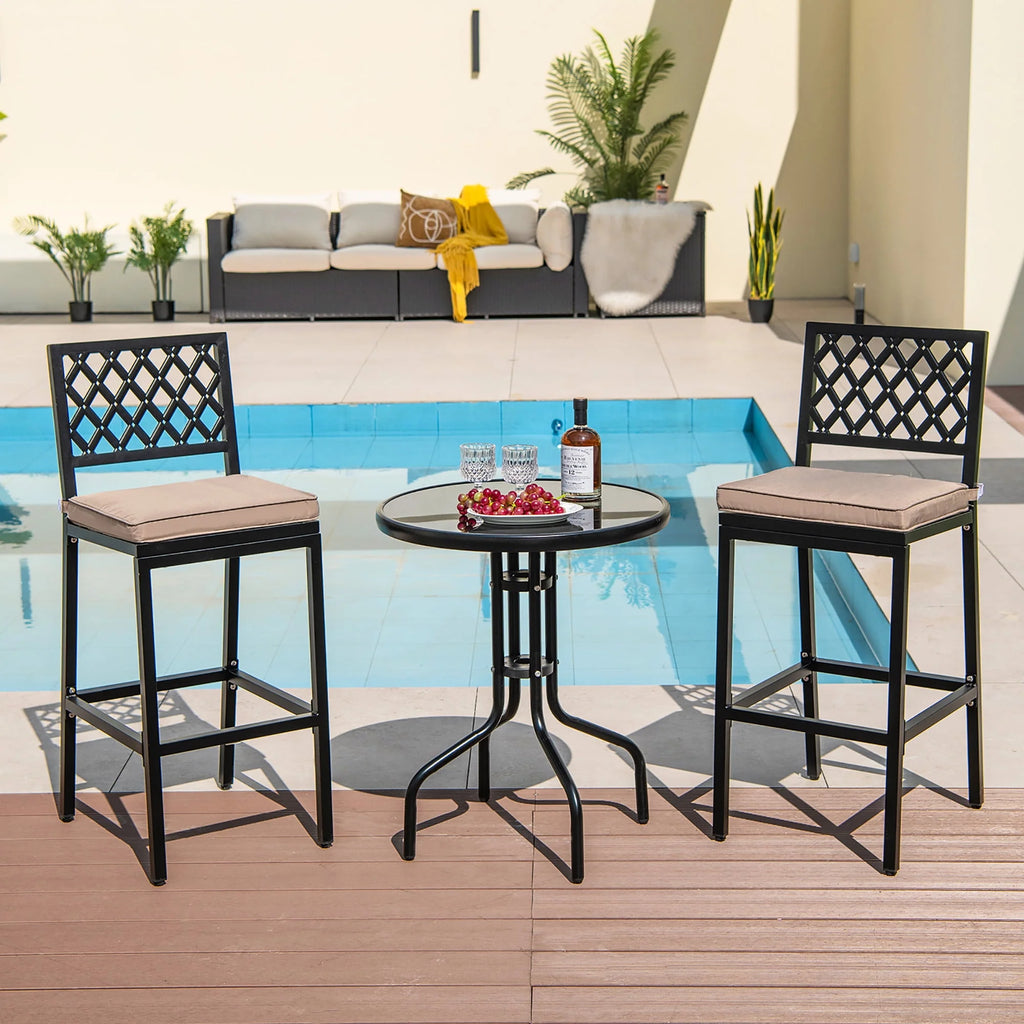 Set of 2 Metal Bar Stools with Cushion A34909