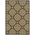 Grey Gold Floral Indoor Outdoor Area Rug 6'7" x 9'6" C977688