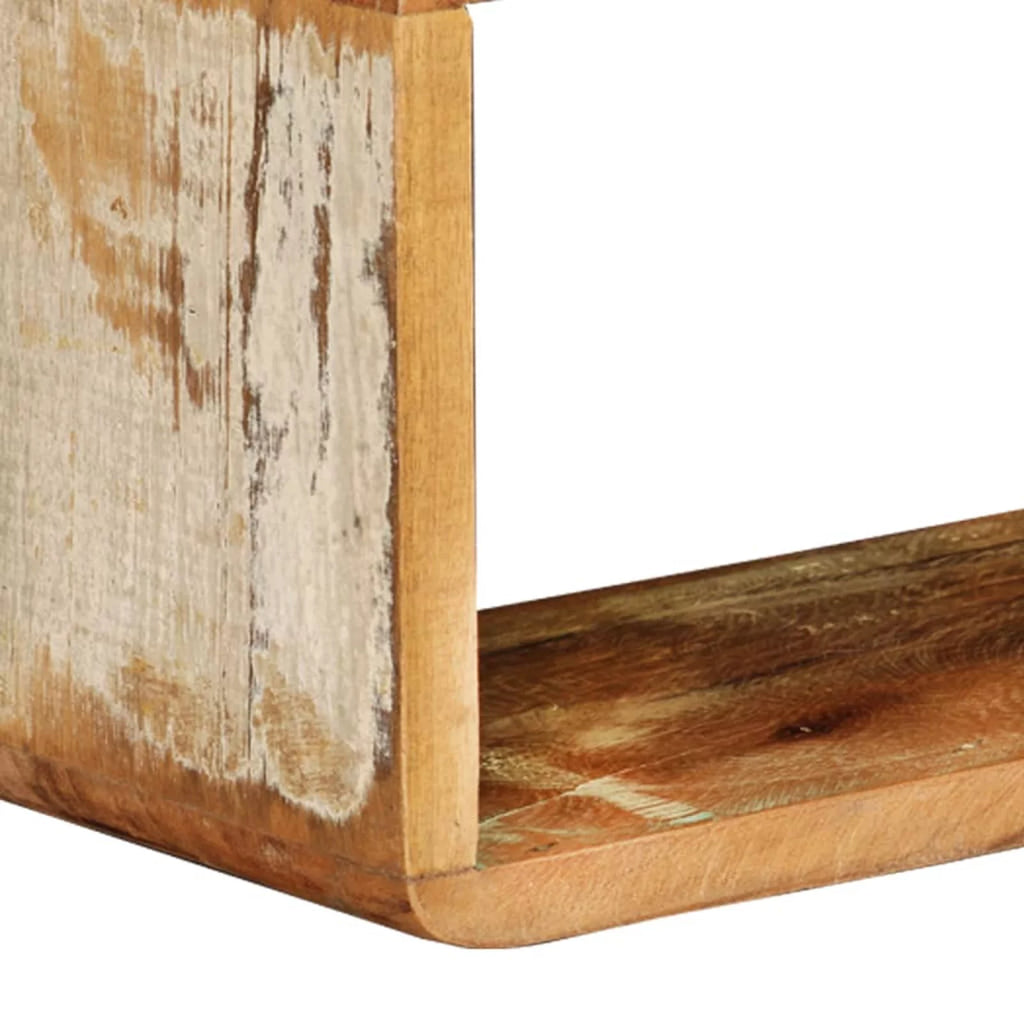 3 Piece Solid Reclaimed Wood Wall Cube Shelf Set J912