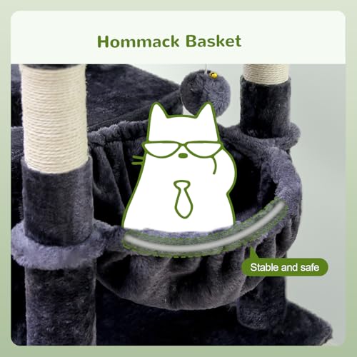 72in Dark Gray Cat Tree with 6 Scratching Posts F2236