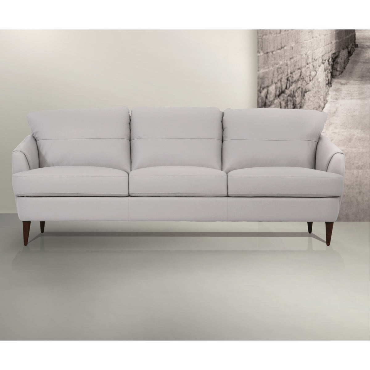 Pearl Gray Leather Sofa I629
