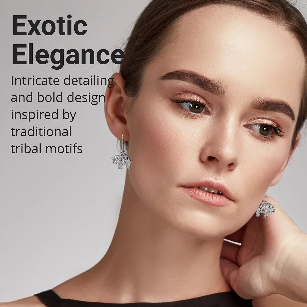 Sterling Silver Elephant Dangle Earrings P8934
