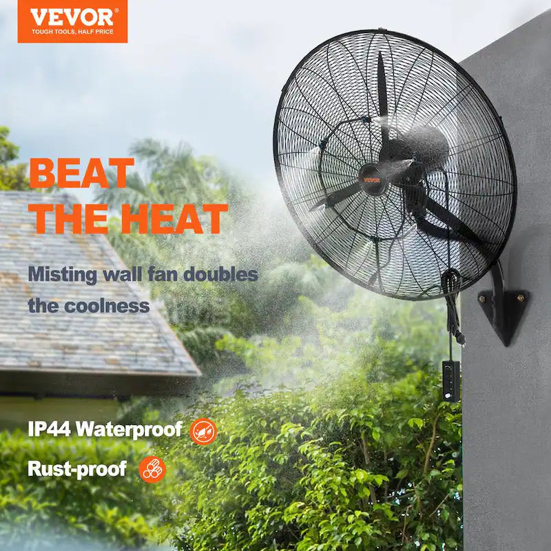 Wall-Mount Misting Fan 30 in. 3-Speed 9500 CFM Waterproof Oscillating Industrial Wall Fan X3045