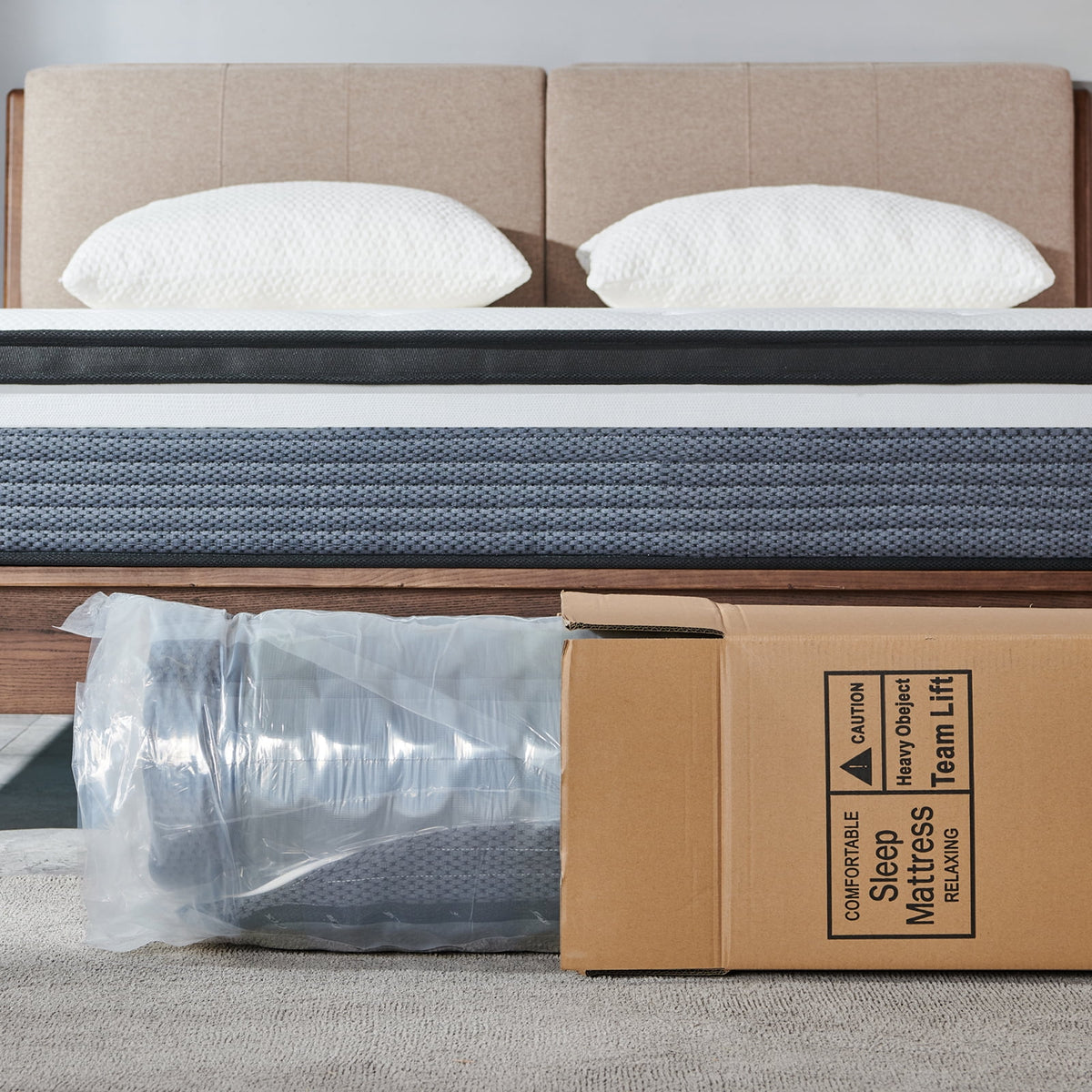 Queen 12 Medium Plush Hybrid Innerspring Gel Memory Foam Mattress Y767
