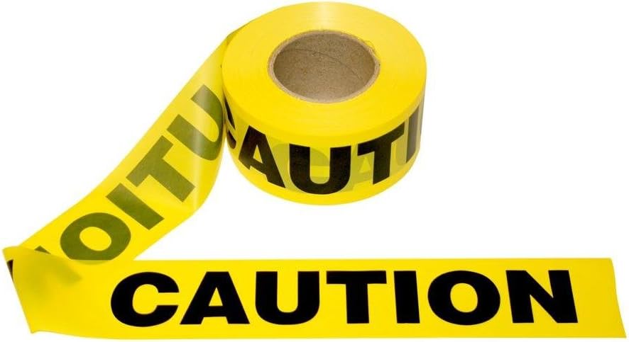 Yellow Caution Barricade Tape, 3 in. x 1000 ft. Roll, Pack of 12 B8965