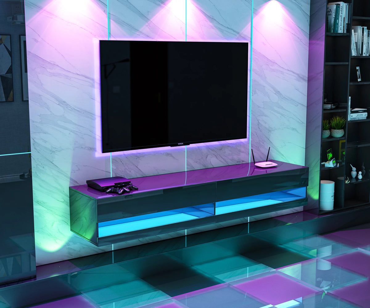 Black Wall Mounted Floating TV Stand up to 80 inch K303