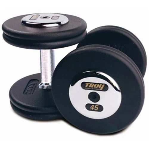 Black Chrome Endplates Cast Dumbbells - 120 lbs. - Sold as Pairs E41788