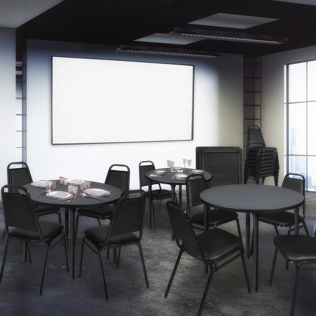 48" Round Folding Breakroom Table Grey Black L1272