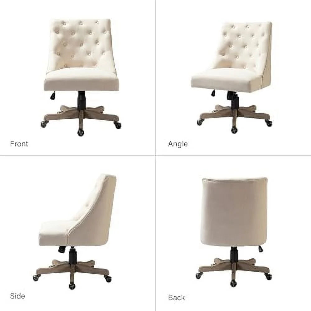 Beige Tufted Upholstered Armless Office Chair Q39564