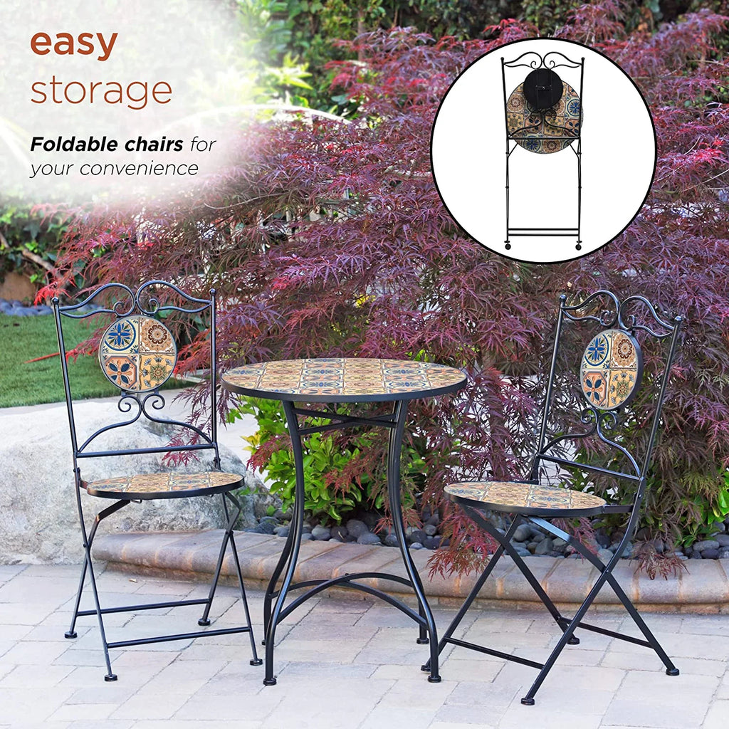 Multicolor Mediterranean Tile Design Table Chairs Patio Seating Z941
