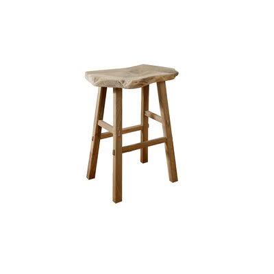 Natural Walnut Wood Rectangle Bar Stool with Live Edges A2005