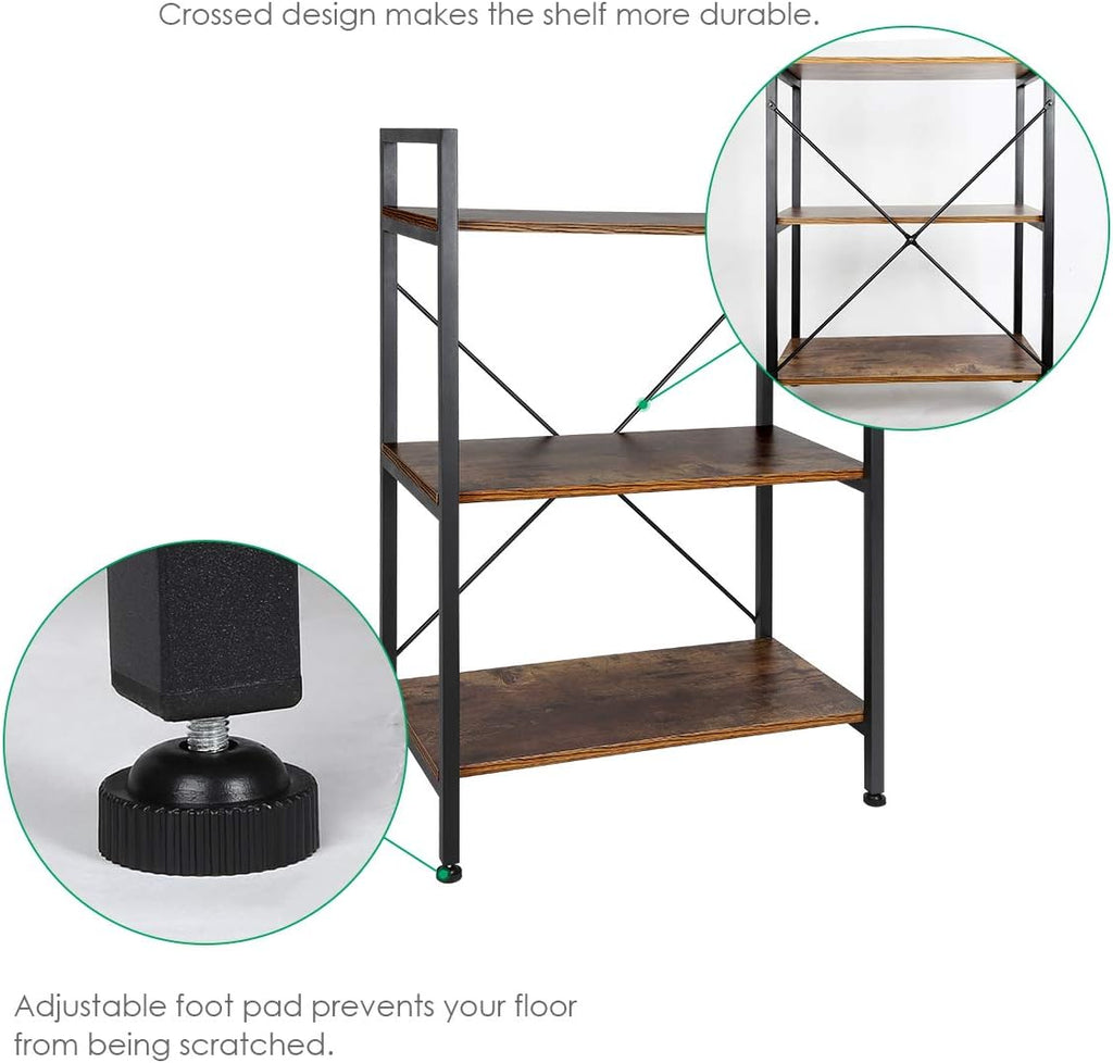 3-Tier Wood and Metal Bookshelf B89022