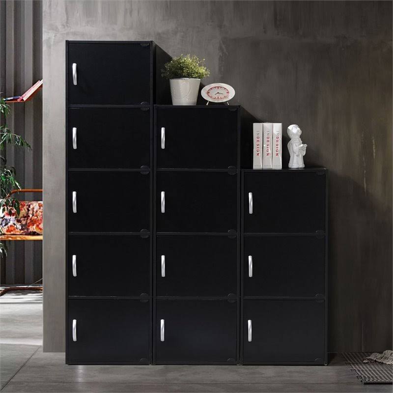 5 Shelf 5 Door Bookcase in Black I3078