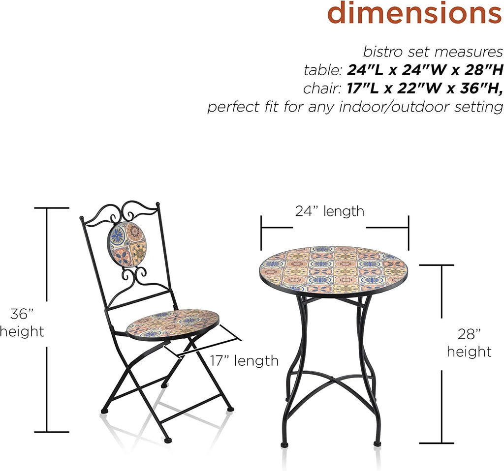 Multicolor Mediterranean Tile Design Table Chairs Patio Seating Z941