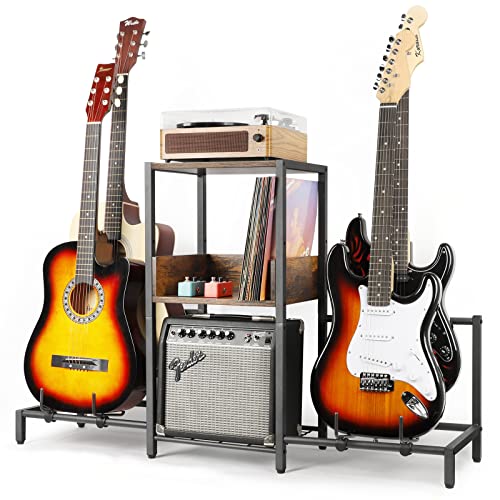 4-Tier Adjustable Guitar Stand with Shelf F843