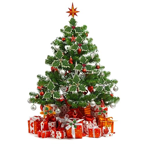 Artificial Holly Berries with Green Leaves R6608