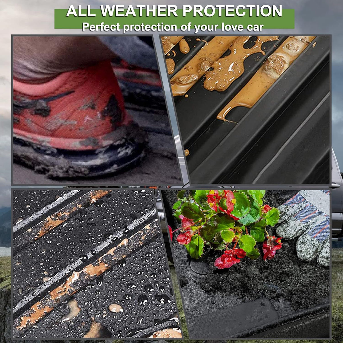 Black TPE All Weather Floor Mats, Full Set of Front and Rear W312940