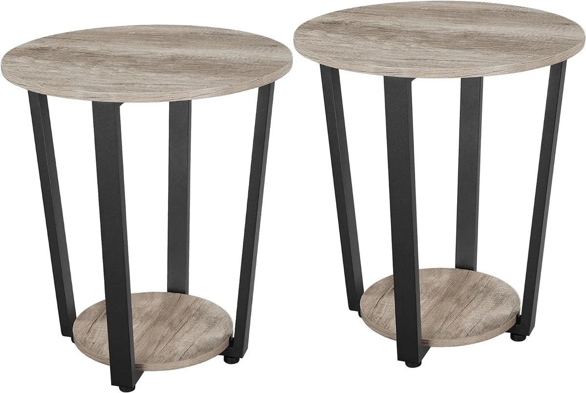2-Tier Round End Tables Set Of 2 Gray Metal N549420