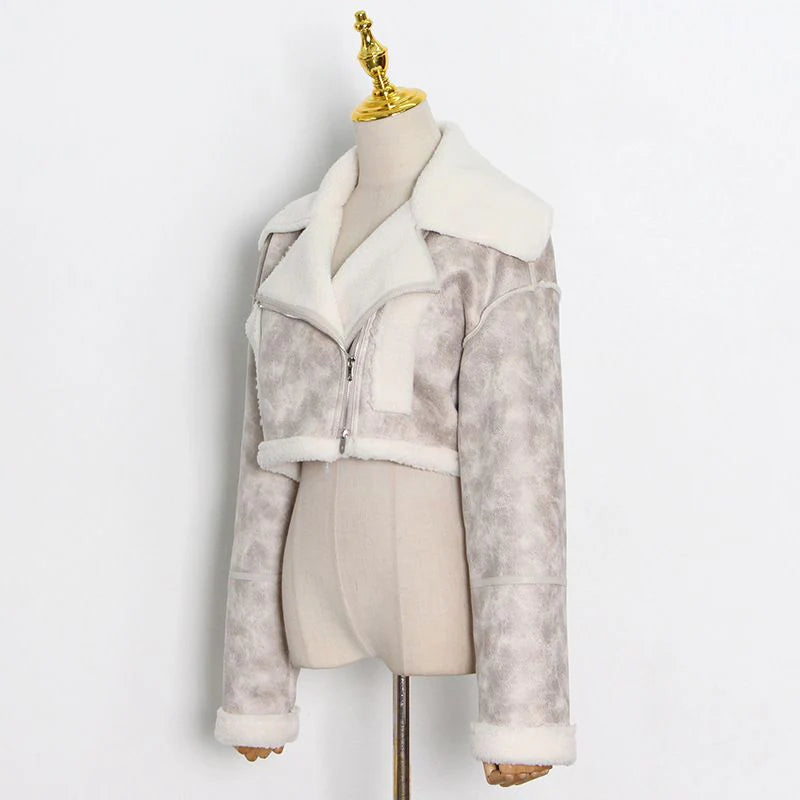 Faux Leather Sueded Aviator Jacket G1709