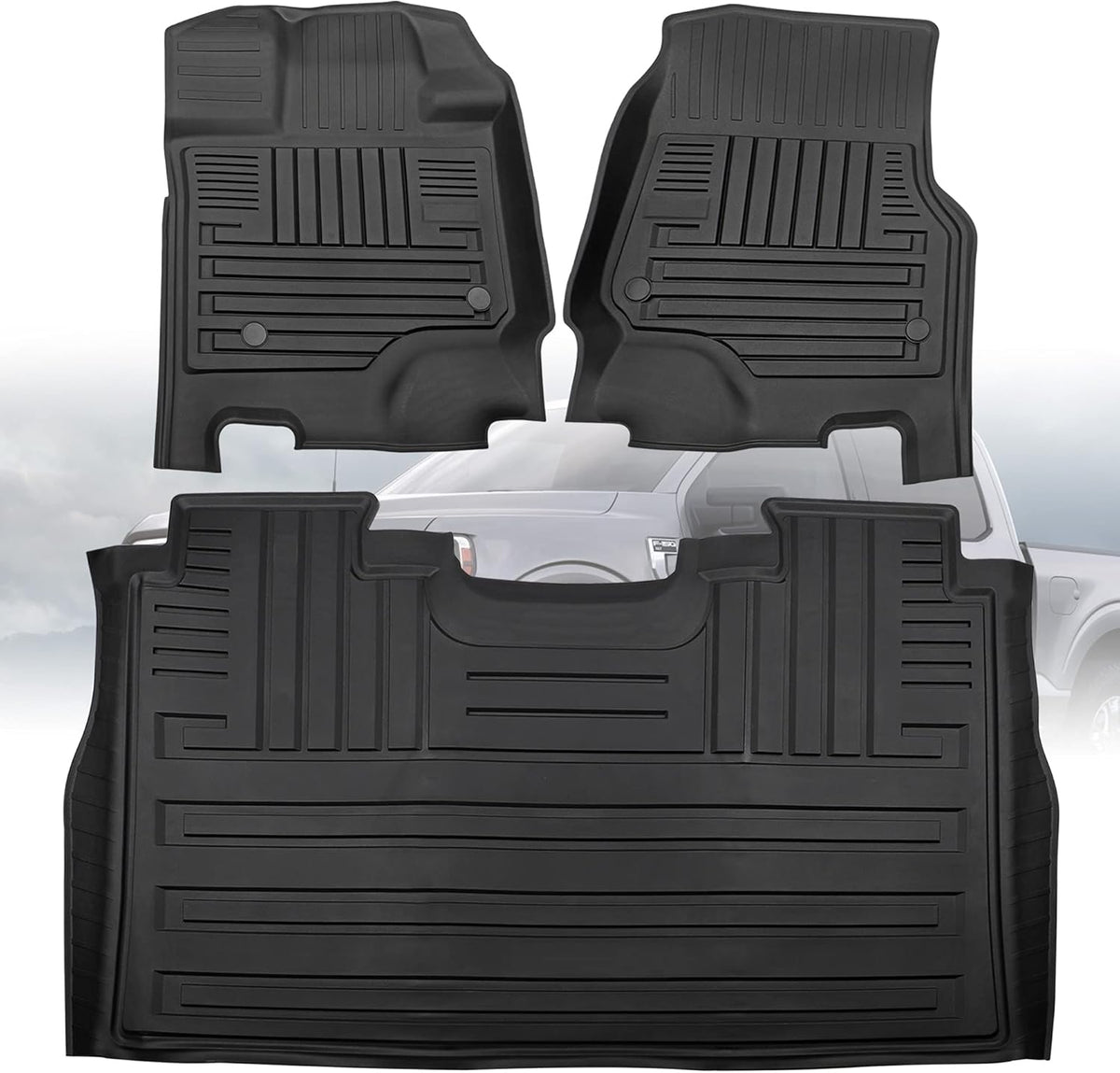 Black TPE All Weather Floor Mats, Full Set of Front and Rear W312940