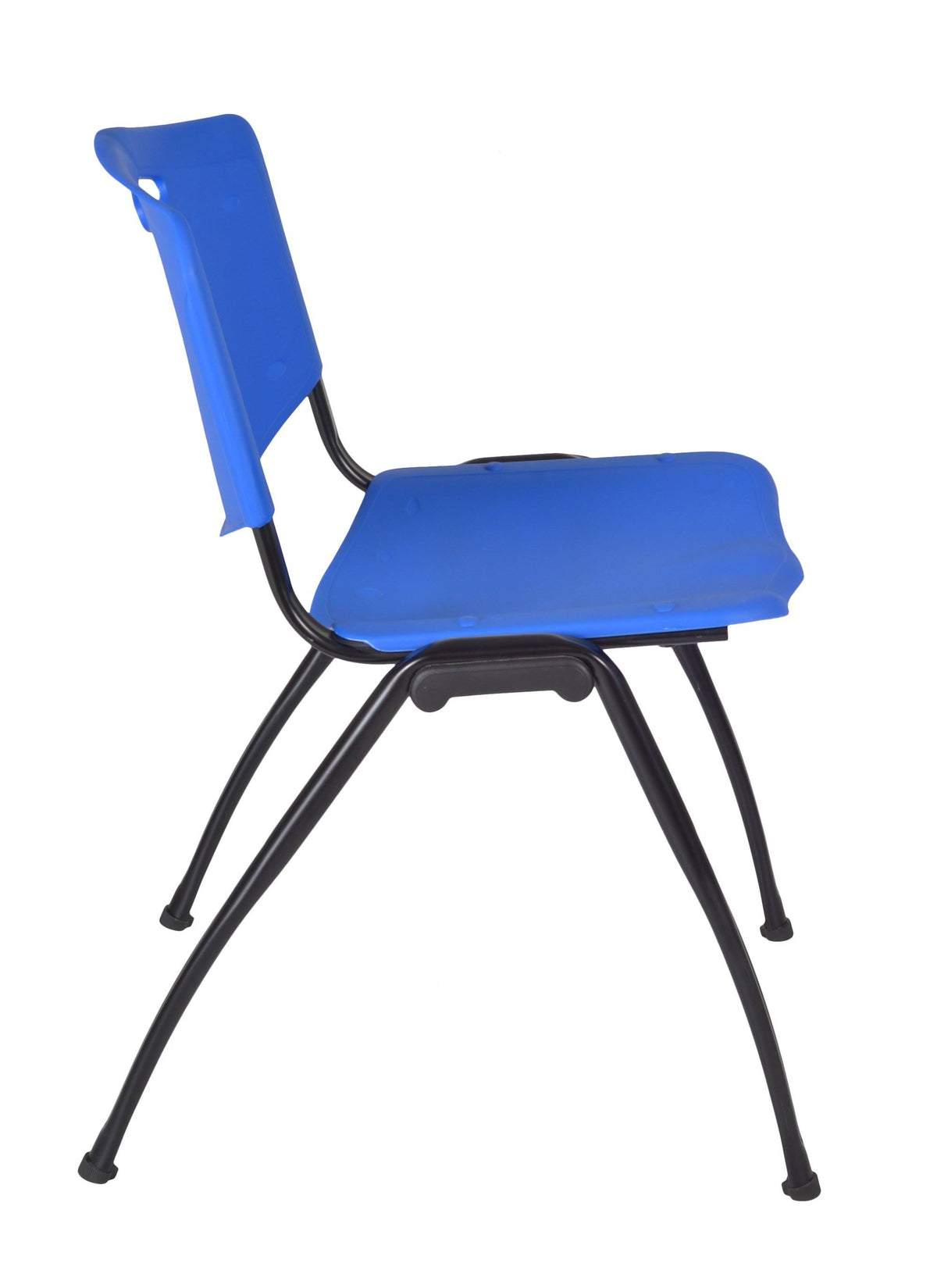 42x22 Square Breakroom Table Mocha Walnut 4 Stack Chairs Blue R929369