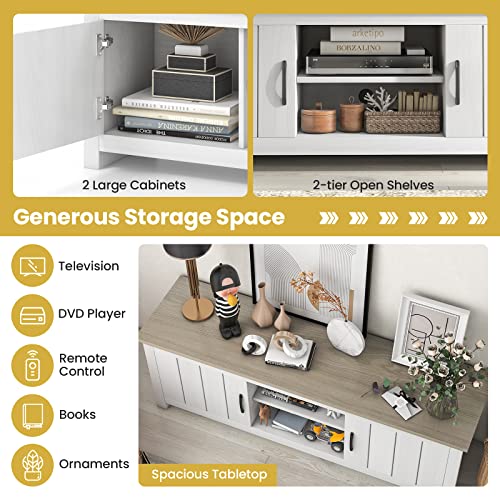 2 Doors TV Stand with Open Shelves and Cable Management Holes G150769