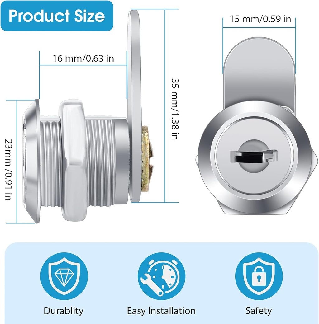 16 Pieces Keyed Alike Zinc Alloy Cam Lock with 32 Keys D637