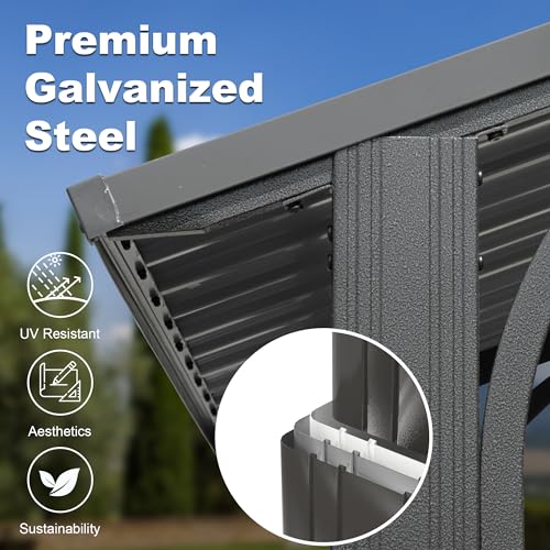 Brown Hardtop Grill Gazebo with 2 Side Shelves J415