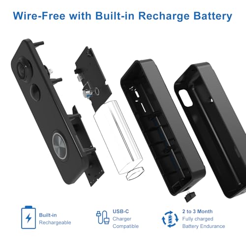 2K HD Wireless Video Doorbell with Chime, Battery Powered L419