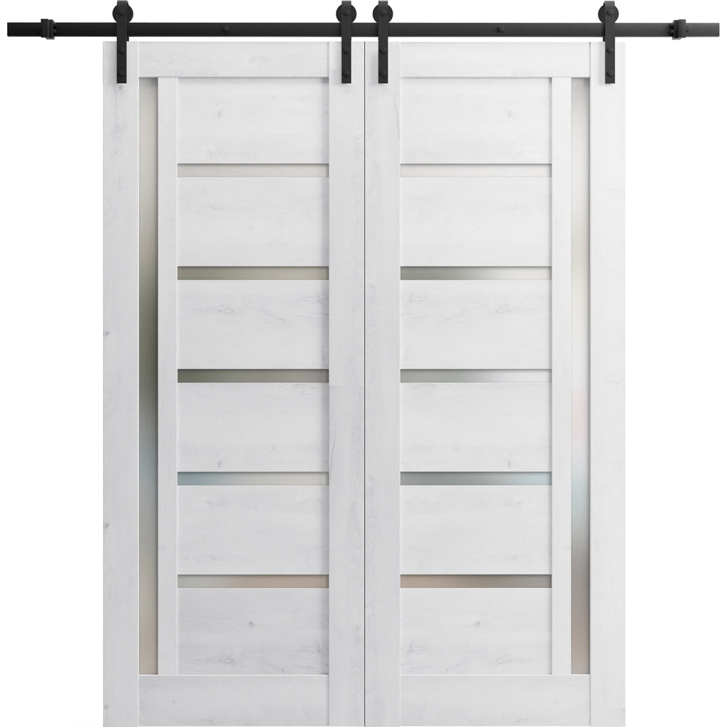 Double Barn Door 72 x 80 inches with Frosted Glass W855