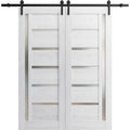 Double Barn Door 72 x 80 inches with Frosted Glass W855