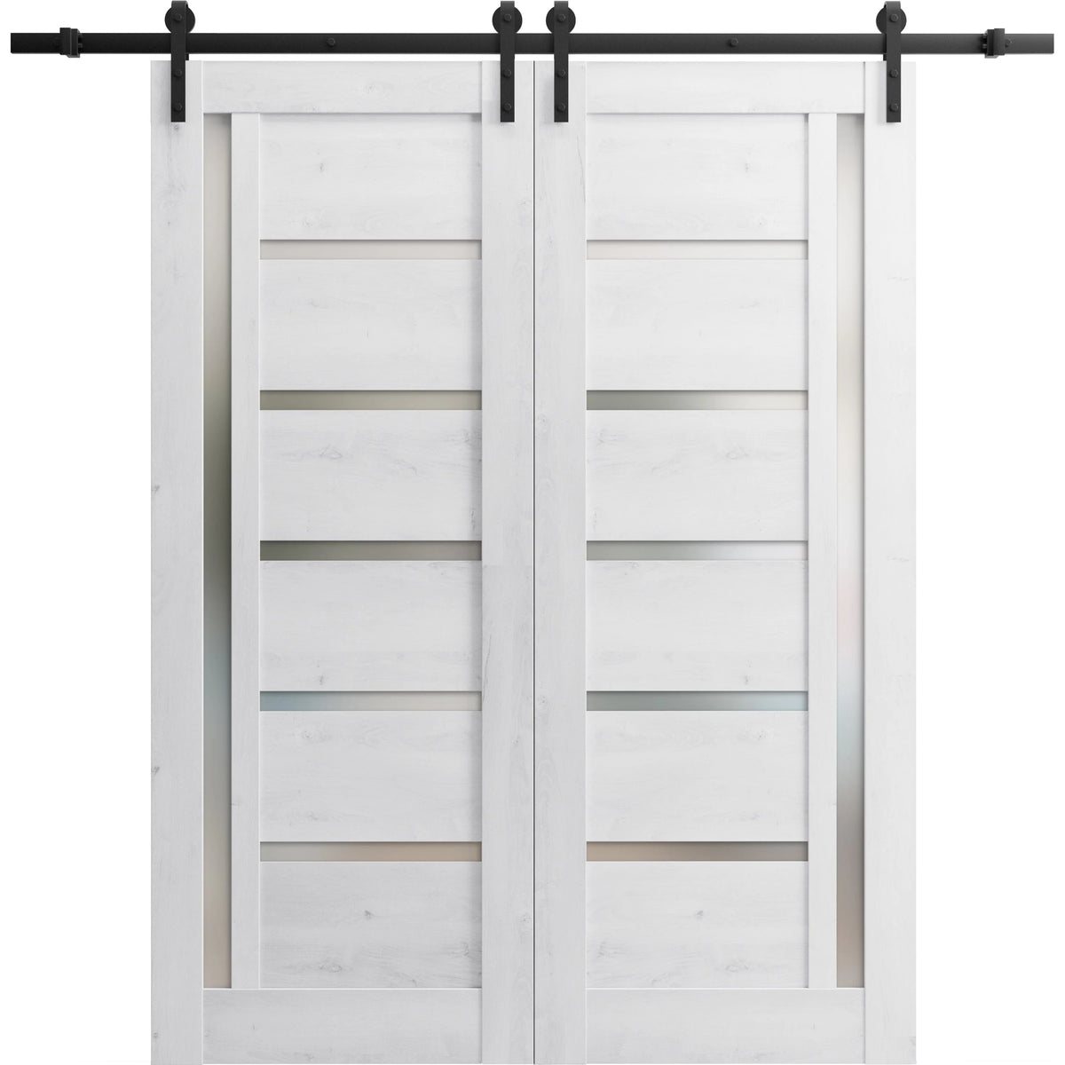 Double Barn Door 72 x 80 inches with Frosted Glass W855