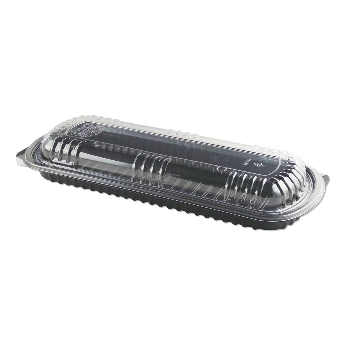 Black/Clear Rib Container with Vented Anti-Fog Lids, Full Slab Q463