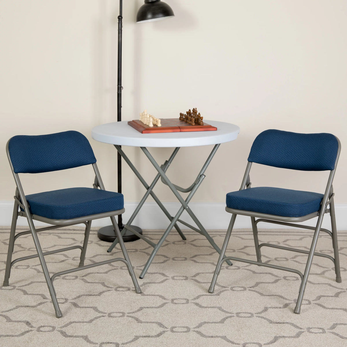Navy Blue Padded Folding Chair 4-Pack W878