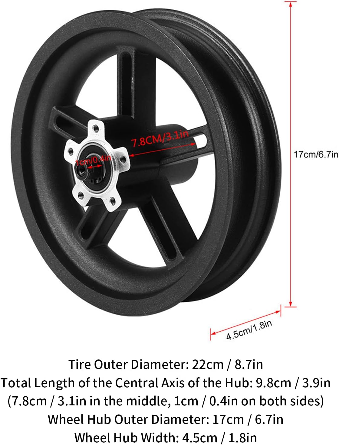 8.5 Inch Solid Tire Wheel Hub Set for M365 PRO Electric Scooter Pack of 2 H978443