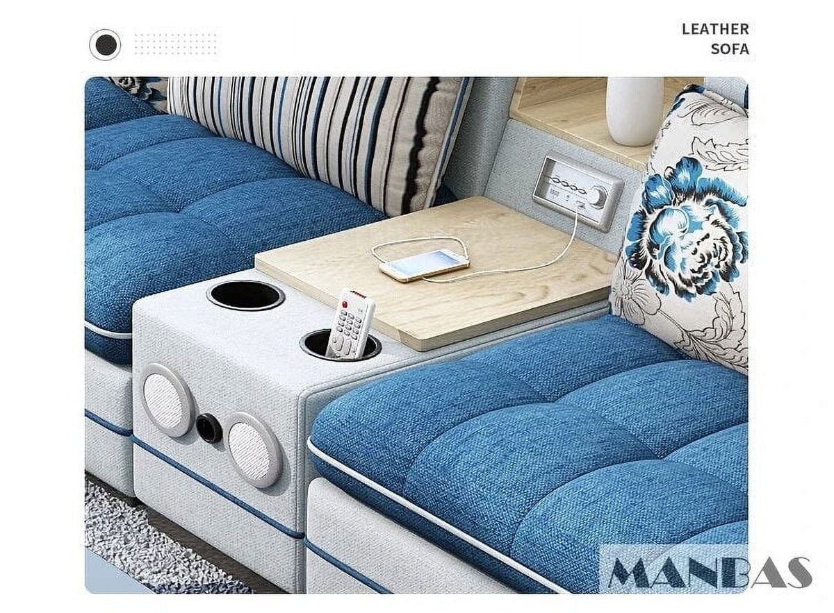 U Shape Corner Fabric Sofa with Bluetooth Speaker U69983
