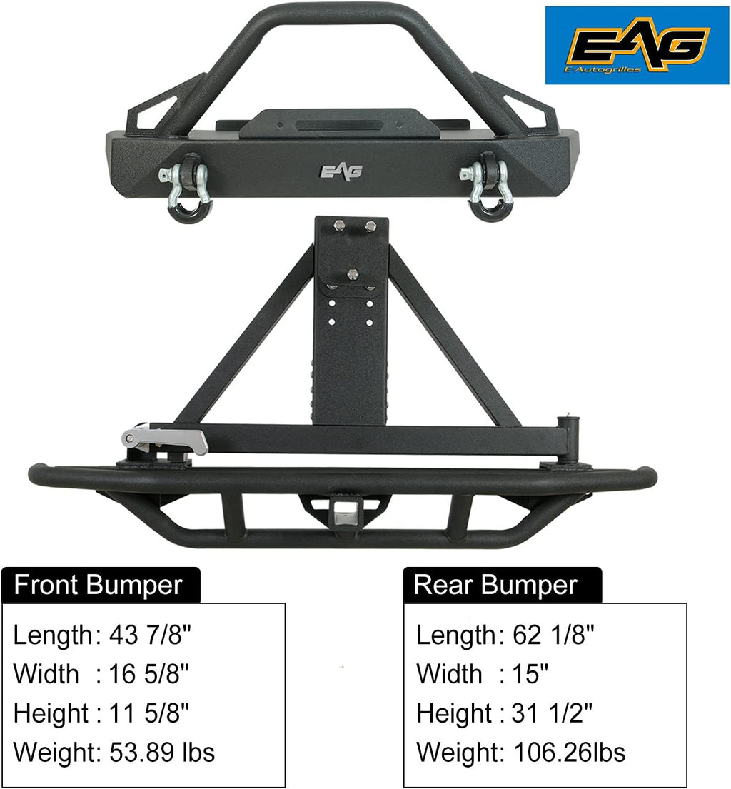 Front Winch Bumper and Tubular Rear Bumper with Assembled Tire Carrier E15065