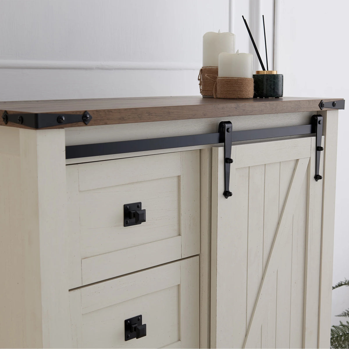 5 Drawer Dresser with Barn Door V384