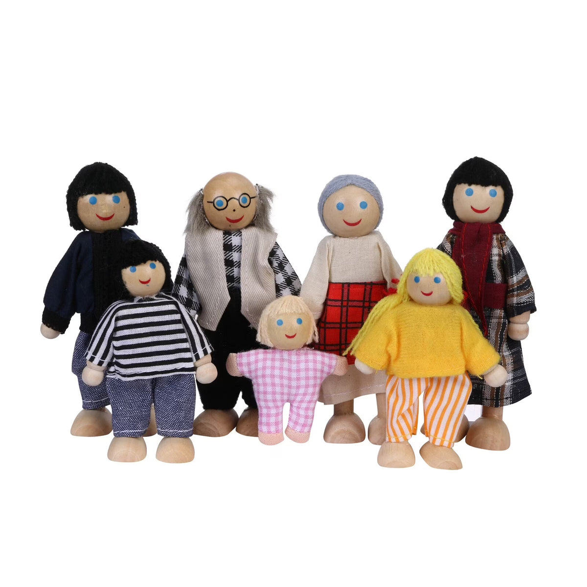 Wooden Dolls Family Playset Set of 7 S780