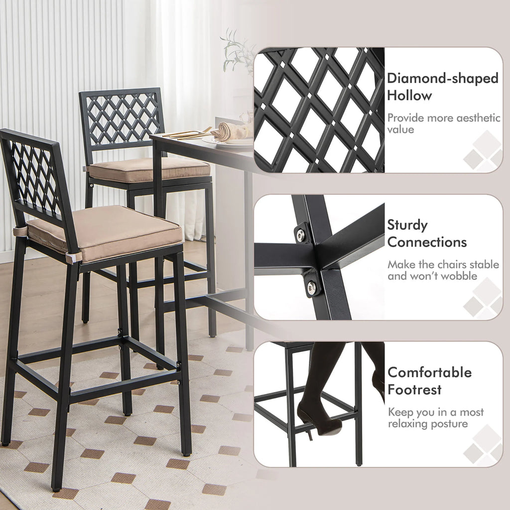 Set of 2 Metal Bar Stools with Cushion A34909