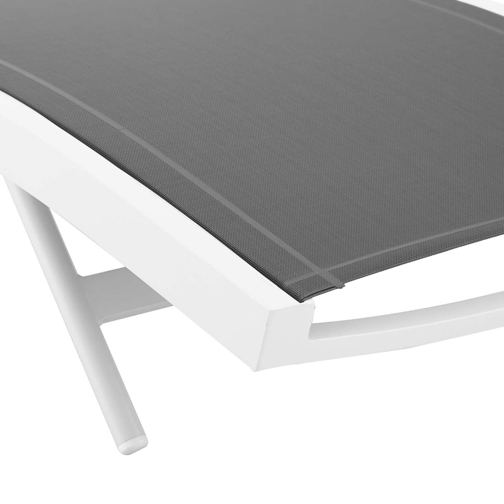 White Gray Mesh Chaise Lounge Chair P958066