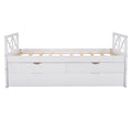 White Solid Pine Wood Daybed with Two Drawers and Trundle G61700