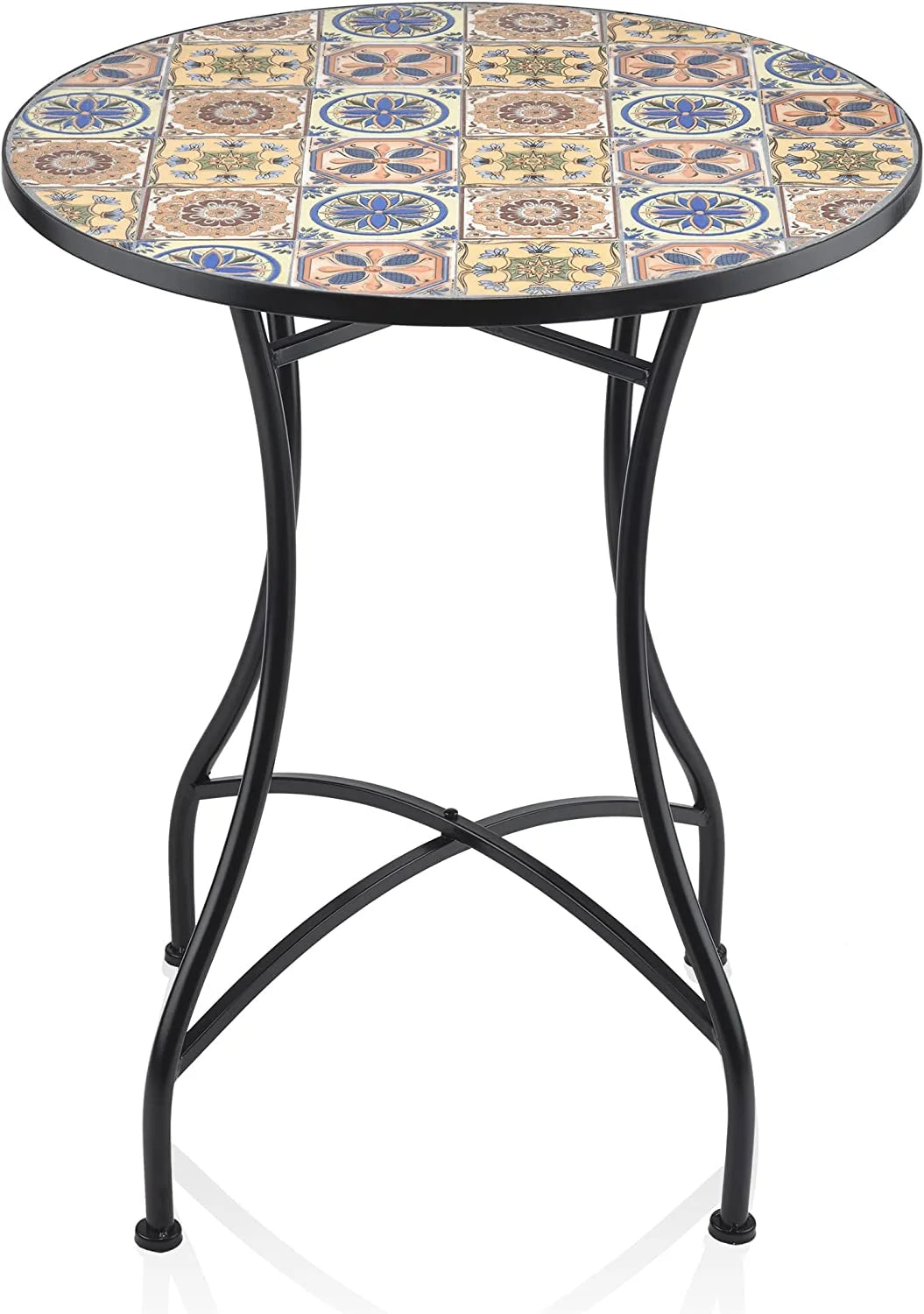 Multicolor Mediterranean Tile Design Table Chairs Patio Seating Z941