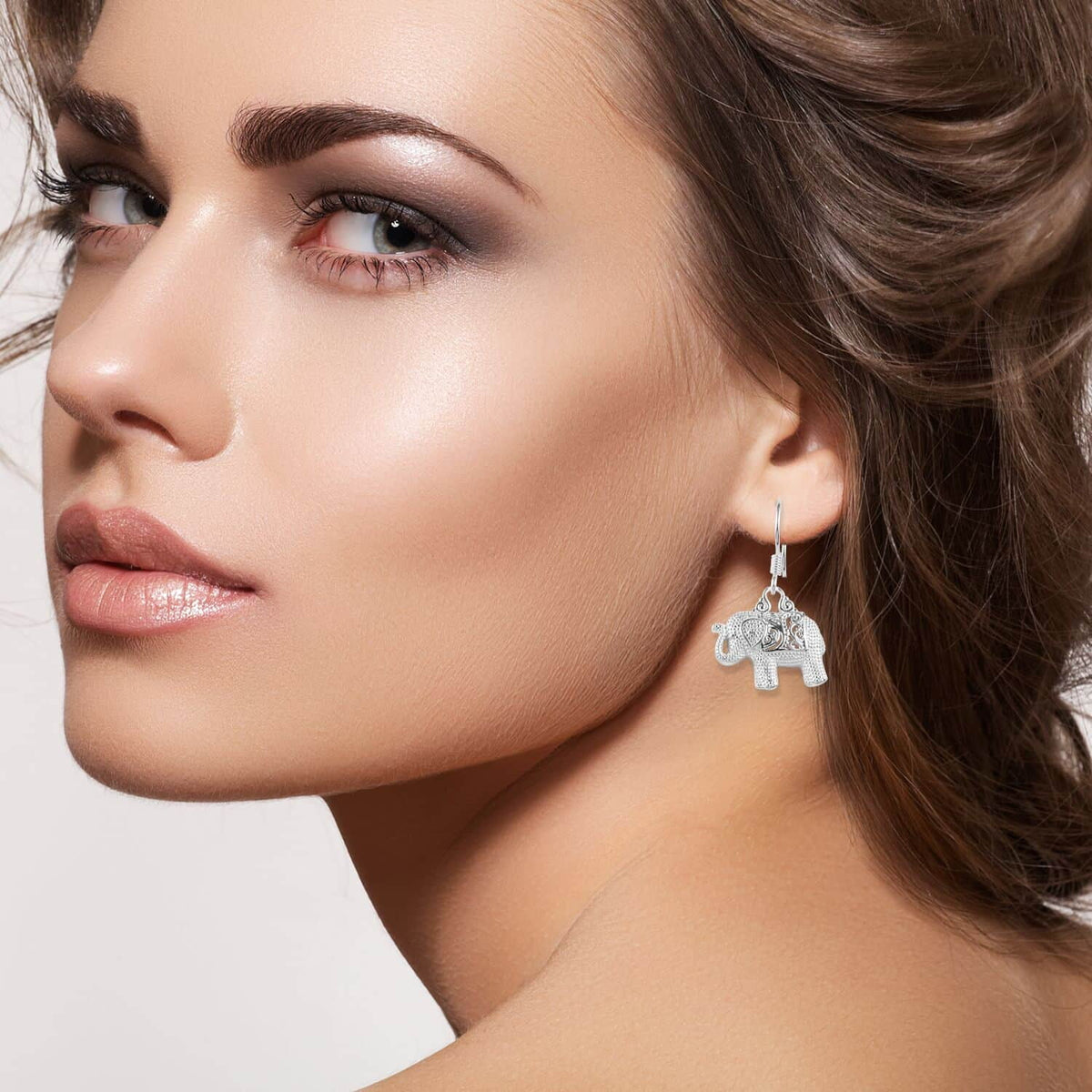 Sterling Silver Elephant Dangle Earrings P8934