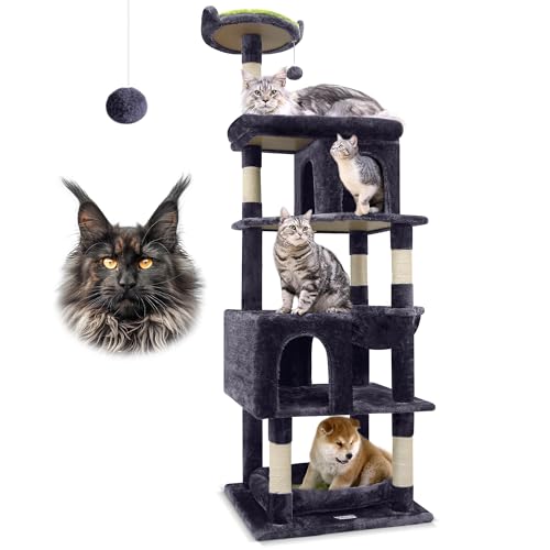 72in Dark Gray Cat Tree with 6 Scratching Posts F2236