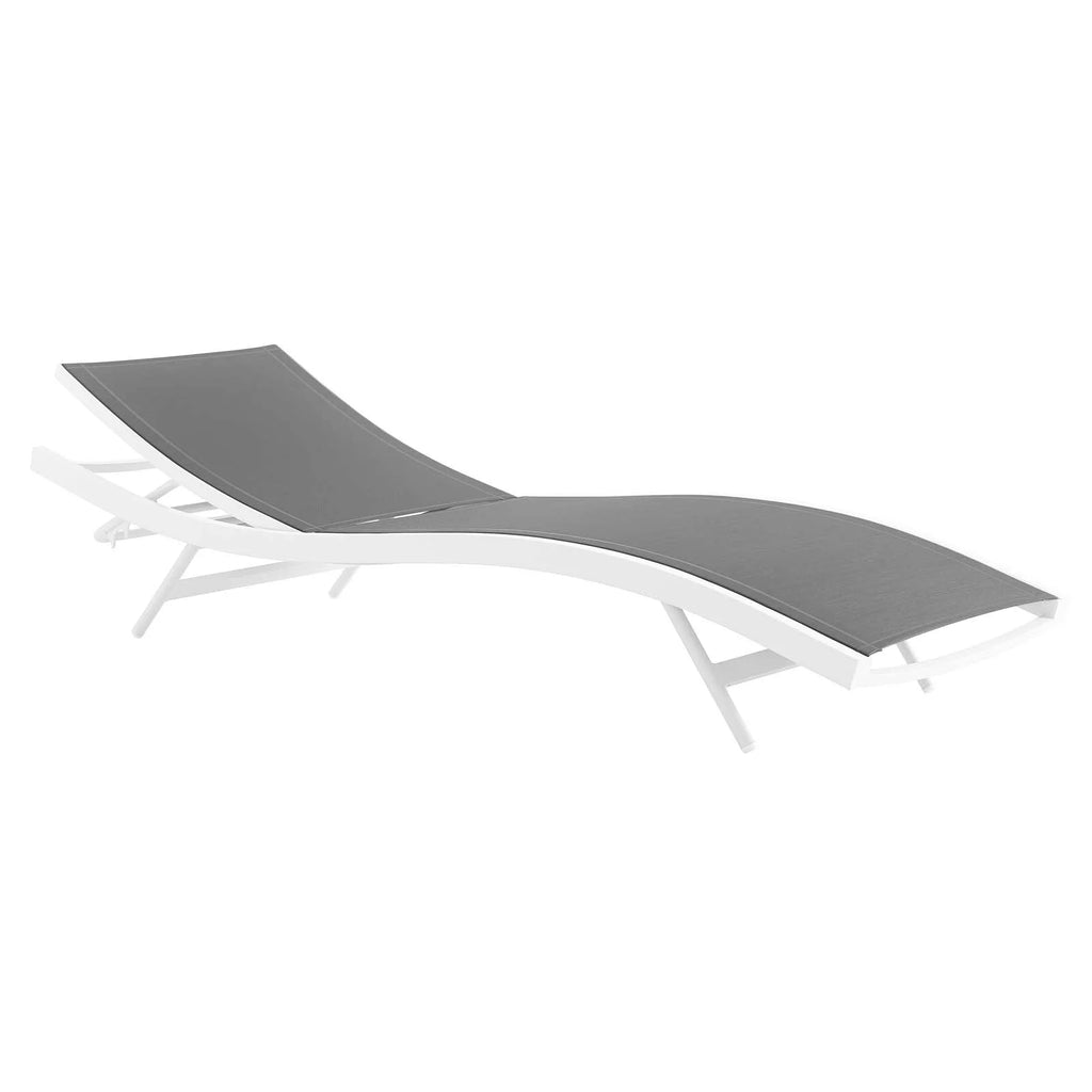 White Gray Mesh Chaise Lounge Chair P958066